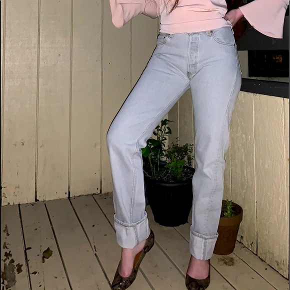 80’s LEVI’S 501 JEAN’S grey straight leg Sz 30x36 made in USA cotton high waist - Picture 4 of 14